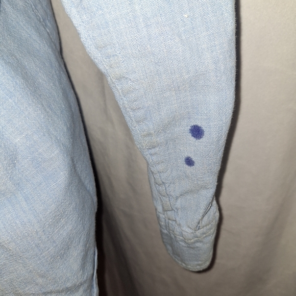 Embroidered Light Blue Button-Up Shirt - Picture 4 of 6